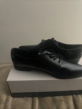 Classic Black Leather Derby Dress Shoes